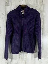 Talbots Cardigan Sweater Zig Zag Cable Knit Style Purple Zip Small READ - £13.38 GBP