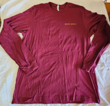 Bon Jovi Men&#39;s Long Sleeve Concert T Shirt X-Large Band Tee Burgundy New - $22.24