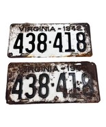 Vintage 1942 Virginia Collectible License Plate Set Of Two Pair Matching... - £58.64 GBP