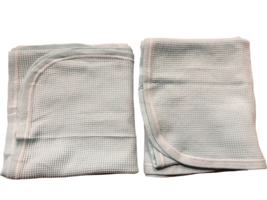 Vintage Baby Morgan 30”X40” teal Receiving Blanket lot 2 100% Pure Cotto... - $79.98