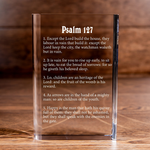 Psalm 127 Laser Engraved Crystal Book - Elegant Religious for Devoted Be... - $232.74
