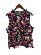 J. Crew Floral Ruffleneck Tank Top Size Large High Neck NWT - $279.69 MXN