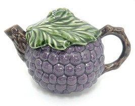 Portugal Pottery Purple Grape Teapot Embossed Jay Willfred Andrea by Sadek - £13.52 GBP