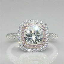 Halo Engagement Ring 2.85Ct Cushion Diamond 14K White Gold Simulated in Size 9.5 - £192.98 GBP