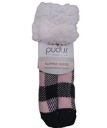 Pudus Extra Fuzzy Plush Non Slip Slipper Socks, Pink Plaid. NWT - £9.21 GBP