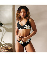 New Women&#39;s XS - 3XL High-Waisted Bikini Set Black With Daisies Removabl... - £33.16 GBP
