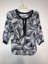 Banana Republic Women&#39;s Blouse Size XS Black White Geometric Patterned T... - £5.81 GBP