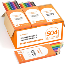 504 Colored Pencils Bulk, 12 Vibrant Colors, Pack of 42, Pre-Sharpened C... - $52.29
