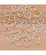 Heart Pendant Bracelet Charms Hollow Out KC Gold Antique Silver - £2.09 GBP