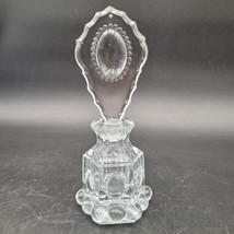 Vintage LE Smith Heavy Clear Glass Beaded Medallion Perfume Bottle - $17.32