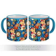 Christmas Stocking Bear : Gift Mug Winter Holidays Pattern Patchwork Print Quilt - £12.70 GBP