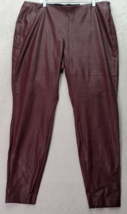 a.n.a Pants Women&#39;s 1X Maroon Faux Leather Flat Front Straight Leg Medium Wash - £18.19 GBP