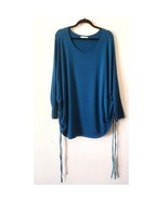 Bryn Walker Inman Ruched Long Sleeve Tunic Top Teal XL - $94.37 CAD