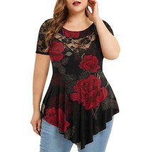 Plus Size Shirts Womens Summer Short Sleeve Blouse Ladies Casual Dressy O Neck T - £85.05 GBP