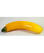 Hand Blown Art Glass Banana w Green Stem Fruit Paperweight 7.75&quot; Long - $7.50