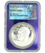 1776-1976 Bicentennial Eisenhower Dollar Proof Graded by NGC as PF69 Cameo - $67.68 CAD