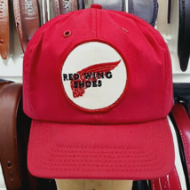 Vtg Red Wing Shoes Boots Round Patch Trucker Hat Cap SnapBack USA Snap-a-tab - £39.27 GBP