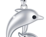 Mothers Day Gift for Mom Wife, Dolphin Necklace 925 Sterling Silver Moth... - £47.98 GBP