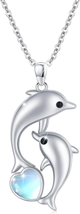 Mothers Day Gift for Mom Wife, Dolphin Necklace 925 Sterling Silver Mothers Day  - £47.98 GBP