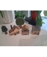 Wooden Houses, Ice Creamery,  Trees Hand Carved And Painted - $40.80