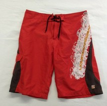 Liquid Graphic Orange Brown Spellout Size 32 Zippered Drawstring Board S... - $7.92