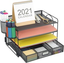 Marbrasse 4-Trays Desktop File Organizer With Pen Holder | Paper Letter ... - $38.94