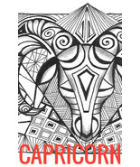 CAPRICORN - Zodiac B-day Dec22-Jan20, zentangle ink print, hand drawn, f... - $25.00