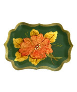 Vintage Figural Flower Floral Toleware Tin Tray Hand Painted Brooch Pin ... - £13.59 GBP