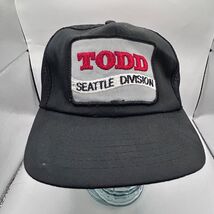 Vintage TODD Seattle Trucker Patch Snapback Hat Cap mesh black - $16.99