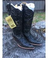 Ladies Corral C2108~Black Vintage Lizard Overlay~Western Style - $290.00