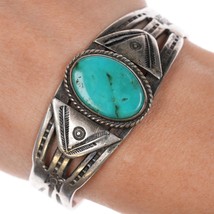 6 3/8&quot; c1940&#39;s Gem Silica Navajo sterling cuff bracelet - £259.35 GBP