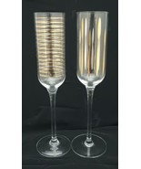 Set of 2 Crofton “Copas De Champan” Champagne Flutes Gold Accents 10&quot; MCM - £17.05 GBP
