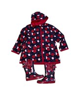 Gymboree Vintage Apple Print Raincoat (Sz 5/6) &amp; Boots (Sz 12) Set - $892.96 MXN