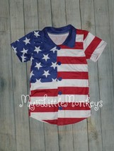 NEW Boutique 4th of July Patriotic Short Sleeve Button Up Shirt - £10.22 GBP