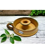 Krowi Norway Mid Century Pottery Candlestick Made In Italy Brown Green H... - $44.50 CAD