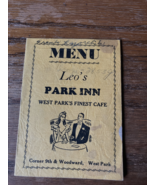 Leo&#39;s Park Inn vintage menu West Park Pittsburgh PA - $27.23 CAD