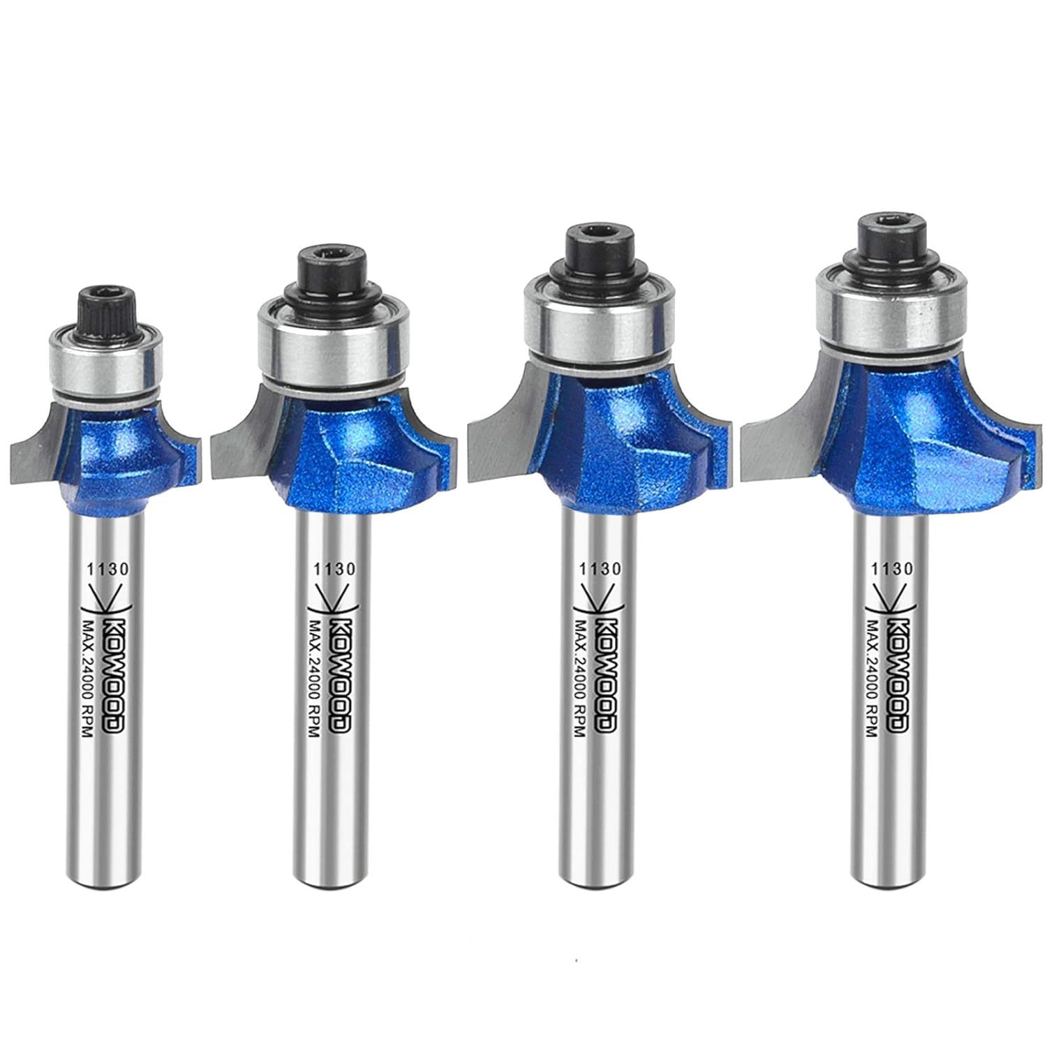 Kowood Plus Round-Over Router Bit Set, 1/4 Inch Shank, Radius In 1/8”, 5... - $31.97