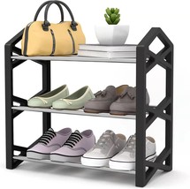 Three-Tier Small Shoe Rack, Metal Lightweight Shoes Shelf Multipurpose Organizer - £30.75 GBP