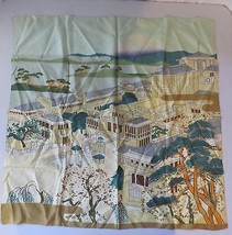 Vtg Mt Fuji City Scape Japan scene scarf not signed - £15.95 GBP