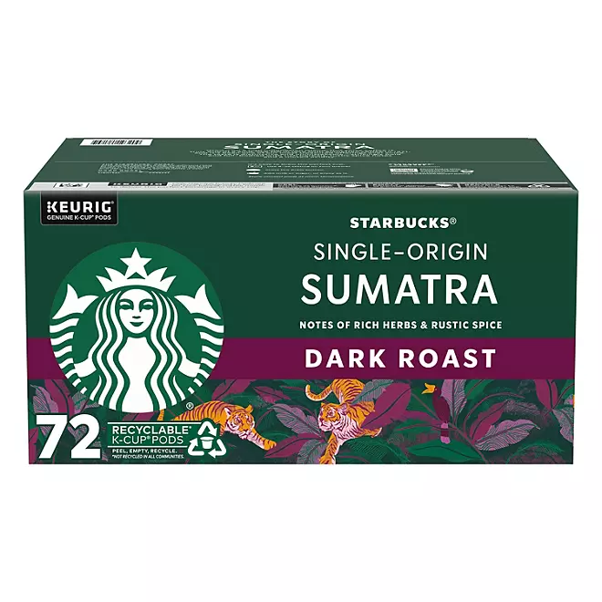 Starbucks Single-Origin Sumatra Coffee K-Cups, Dark Roast (72 ct.) - $38.00