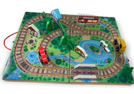 Melissa &amp; Doug Take Along Railroad Wooden Train Track Set Case Vehicles ... - $18.42