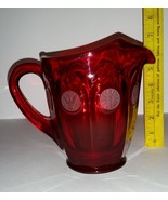 Vintage Fostoria Ruby Red Coin Glass Pitcher - Eagle Seal &amp; Statue Liber... - £78.21 GBP