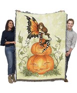 Pumpkin Fairy Blanket By Amy Brown, A Woven Cotton Fantasy Tapestry Thro... - $1,458.61 MXN