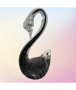 Vintage Large Murano Glass Hand Blown Bird Swan Grey and Clear Excellent - $1,040.46 MXN