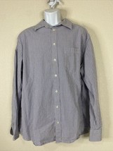 Merona Men Size XL Blue/Purple Check Button Up Shirt Long Sleeve Pocket - £5.29 GBP