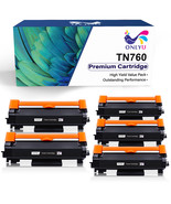 5Pk Compatible For Brother Tn760 Tn730 Toner Hl-L2350Dw Mfc-L2710D Hl-L2... - £62.13 GBP