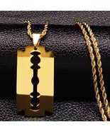 Fashion Stainless Steel Blade Necklaces Gold Color Long Necklace Jewelle... - $18.40 CAD