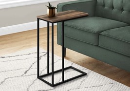 Modern C-Shaped Accent Table - Brown Laminate &amp; Black Metal - $67.99