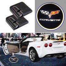 2x PCs Corvette Logo Wireless Car Door Welcome Laser Projector Shadow LED Light  - £18.78 GBP