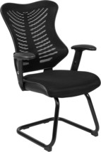 Black Mesh Designer Side Reception Chair With Sled Base And Adjustable Arms From - £113.95 GBP